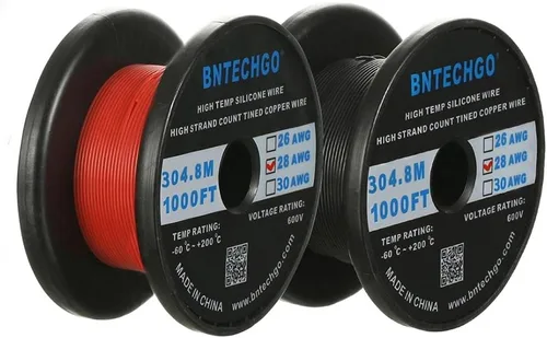 Miniatura 19 de BNTECHGO Carrete de alambre de silicona de calibre 28 rojo 250 pies Flexible 28 AWG alambre de cobre estañado trenzado