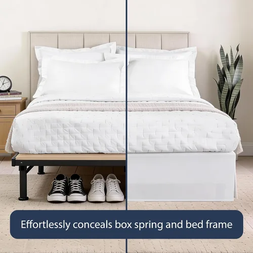 Miniatura 7 de Falda de cama de lujo con diseño hotelero a medida, pliegues en caja, caída de 14 pulgadas, tamaño Twin, color negro