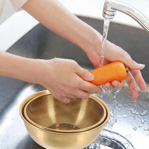 Miniatura 9 de Luxshiny Cesta coladora de acero inoxidable con colador de malla fina y lavabo de 7.08 pulgadas para cocina, verduras, frutas, arroz, limpieza