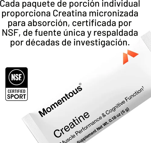 Miniatura 6 de Momentous Polvo de monohidrato de creatina, polvo de creatina, apoya la fuerza, el músculo magro y la recuperación para hombres y mujeres