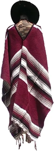 Miniatura 4 de Sharpshooter Clint Eastwood Western Black Cowboy Hat & Burgandy Poncho Set