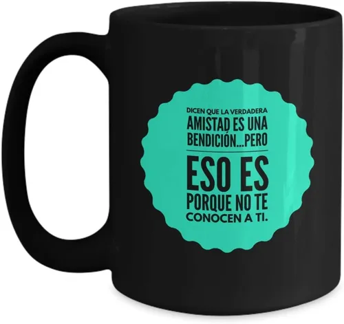 Regalo para amigos | Taza de cafe para hermana | Perfecto regalo para graduados, profesionales y estudiantes | Vaso con afirmaciones positivas, Negro