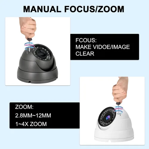 Miniatura 4 de Anpviz Cámara CCTV analógica 1080P HD 4 en 1 (TVI/AHD/CVI/960H CVBS), cámara analógica de enfoque manual/zoom 4X lente varifocal de 0.110-0.472 in