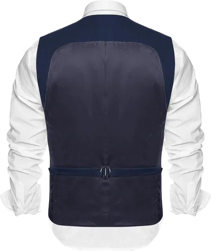 Miniatura 4 de COOFANDY Chaleco de traje para hombre, ajustado, doble botonadura, chaleco formal de negocios