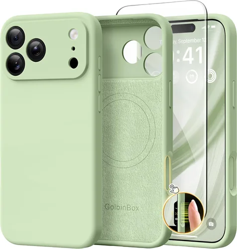 Miniatura 21 de GolbinBox Funda magnética para iPhone 17, compatible con MagSafe, cubierta de silicona integrada para control de cámara, funda de silicona líquida a
