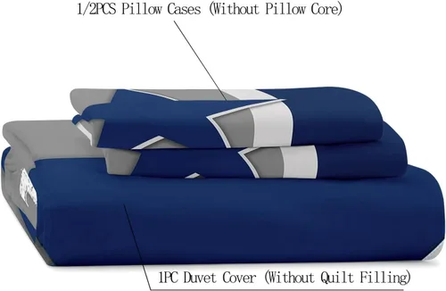 Miniatura 5 de LUVIVIHOME 2 piezas de funda de edredón de fútbol individual, ropa de cama deportiva, ropa de cama para niños, adolescentes y niños, funda de Gris