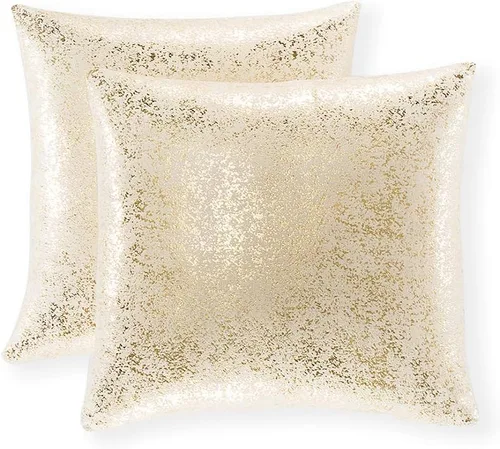 Miniatura 12 de Xinrjojo Juego de 2 almohadas brillantes en negro y dorado, almohadas suaves y brillantes decorativas, juego de fundas de almohada cuadradas negras