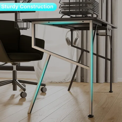 Miniatura 6 de EUREKA ERGONOMIC Escritorio para juegos de 55 pulgadas, estación de trabajo profesional para jugadores con bandeja de gestión de cables, soporte