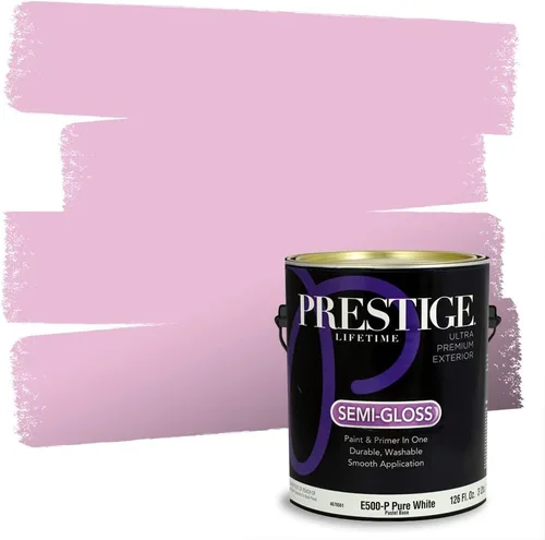 Miniatura 169 de Prestige Paints E100-T-SW6591 Pintura exterior e imprimación en uno, 1 galón, plano, combinación comparable de Sherwin Williams Amaryllis, 1 galón