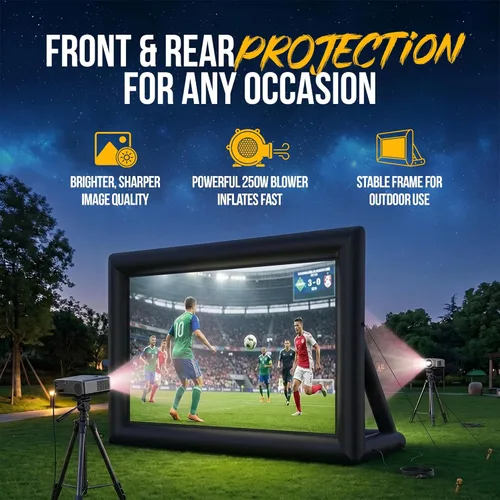 Miniatura 3 de Pantalla de proyector para exteriores de 16 pies con soplador integrado, soporta proyección frontal y trasera, incluye amarres y bolsa