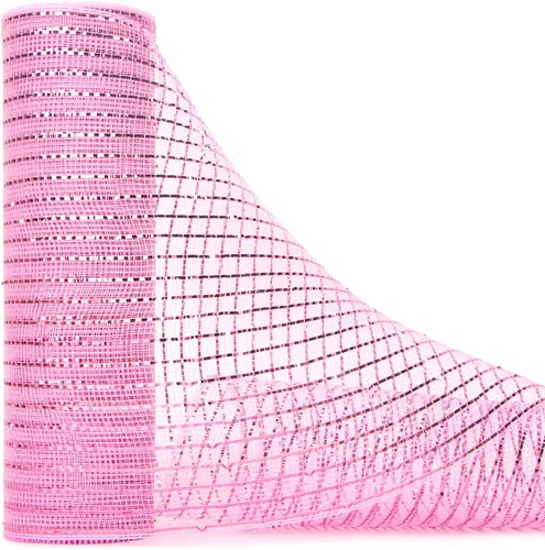 Ribbli Cinta de malla metálica rosa claro, malla rosa claro de 10 pulgadas x 30 pies (10 yardas), rosa claro con lámina ancha rosa, uso para Rosa