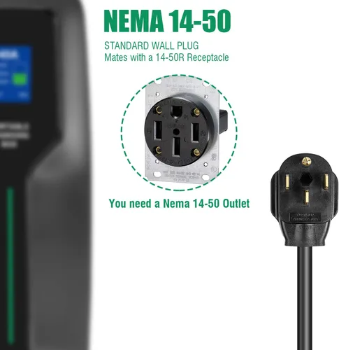 Miniatura 6 de Cargador EV de nivel 2 de 40 amperios, estación de carga portátil de 9.6KW de 25 pies NEMA 14-50 para vehículos eléctricos e híbridos