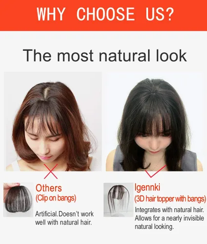 Miniatura 2 de Extensiones de cabello 100% humano 3D para mujer, extensiones de cabello con flecos, 4.7 pulgadas de largo, BHA335 (LB marrón claro)