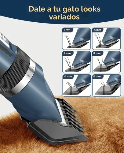 Miniatura 6 de oneisall Cortador de pelo para gatos silencioso para pelo enmarañado y largo, afeitadora de mascotas inalámbrica de 2 velocidades para gatos, perros