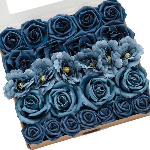 Miniatura 39 de Ling's moment Flores Artificiales de Seda Falsa Hortensias Rosas de Espuma Gardenias Falsas Combo para Bricolaje Ramos de Boda Centros de Mesa