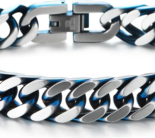 Miniatura 3 de COOLSTEELANDBEYOND Pulsera de acero inoxidable de dos tonos para hombre, acabado satinado