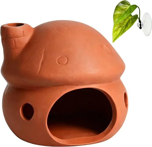 Miniatura 11 de Juego de decoración de acuario de casa de hongos de cerámica, escondite natural sin pintura para betta, camarones, plexiglás y peces