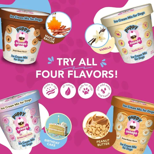 Miniatura 6 de Puppy Scoops Mezcla para helado, para perros: Mantequilla de maní. Añada agua y congélelo en casa.