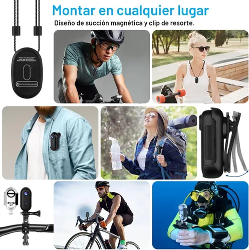 Miniatura 4 de Cámara de acción i3 4K de tamaño pequeño, se monta en cualquier lugar, cámara corporal pequeña con clip de resorte, vlogging portátil, grabación POV