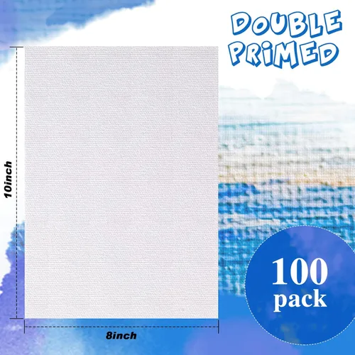 Miniatura 2 de Paquete de 100 paneles de lienzo de pintura a granel, paquete de arte para el aula, lienzos pequeños para estudiantes de aula, pintores