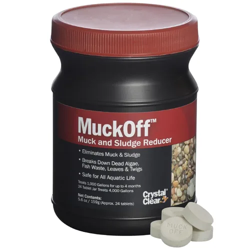 CrystalClear MuckOff, Tratamiento Natural de Lodo para Estanques, Limpiador de Jardín Acuático, Eliminador de Lodo para Fuentes y Baños para Aves,