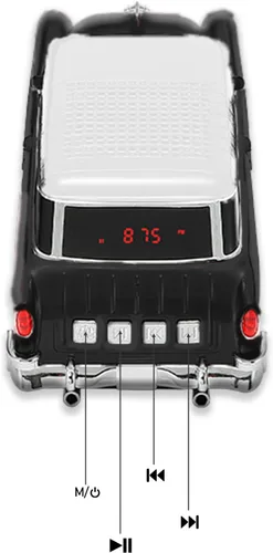 Miniatura 7 de WSTER Altavoz Bluetooth retro clásico modelo de coche con luz ambiental LED, emparejamiento estéreo TWS, sonido HD, altavoz inalámbrico portátil