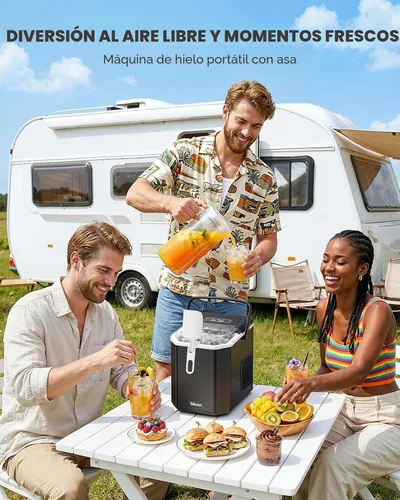 Miniatura 7 de Silonn - Máquina de hielo para encimera, máquina de hielo portátil con asa de transporte, máquinas de hielo autolimpiables con cesta y cuchara, 9