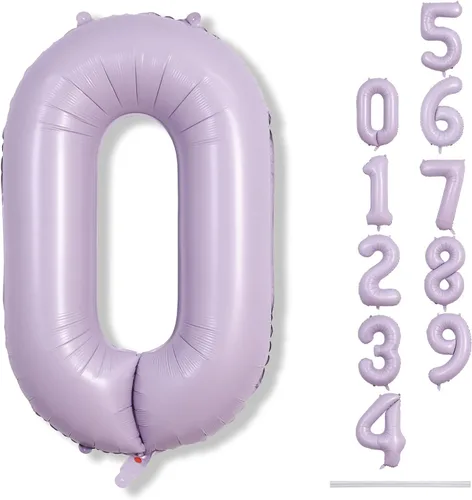 Miniatura 28 de Globos morado pastel de número 12, 40 pulgadas, globos gigantes de aluminio, de mylar, número 1 y 2, para niñas de 12 años, globos lilas