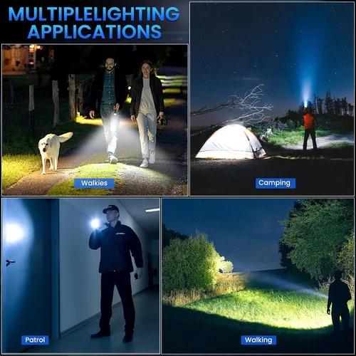 Miniatura 6 de Paquete de 3 linternas recargables de 990,000 lúmenes altos, linternas LED superbrillantes, 5 modos de enfoque ajustable, IPX7 impermeable, potente