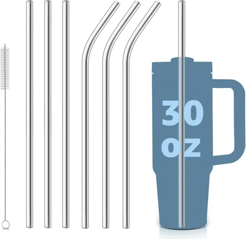 Pajitas de acero inoxidable de repuesto para el vaso de viaje Stanley Adventure (6 pajitas para 30 onzas)