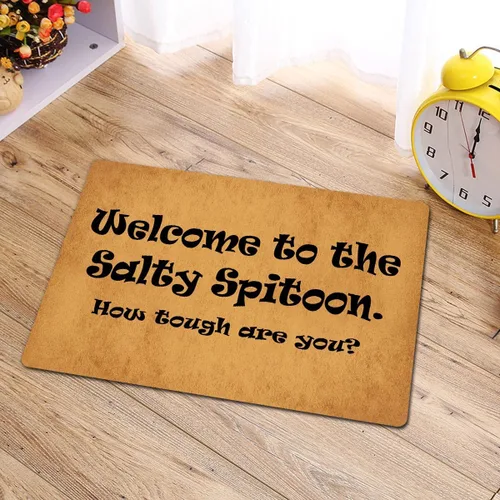 Miniatura 2 de Divertida alfombra antideslizante con texto en inglés "Welcome to The Salty Spitoon How Tough Are You" (How Tough are You Entrance) para interiores