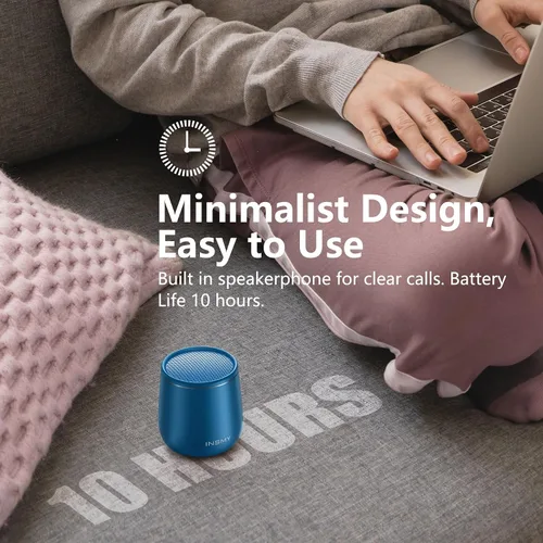 Miniatura 7 de INSMY Altavoz Bluetooth pequeño, mini altavoz inalámbrico portátil impermeable, emparejamiento estéreo de audio rico en graves intensos