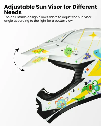 Miniatura 4 de ILM Casco de Motocross ATV para Jóvenes Niños con Gafas Guantes Deportivos Bicicleta de Tierra Motocicleta Todoterreno Aprobado por DOT B07(Youth-S
