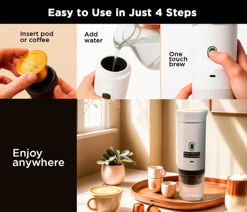 Miniatura 3 de Cafetera portátil 3 en 1 – Máquina de café espresso eléctrica para viajes – Compatible con café molido, cápsulas NS y DG – Cafetera de espresso
