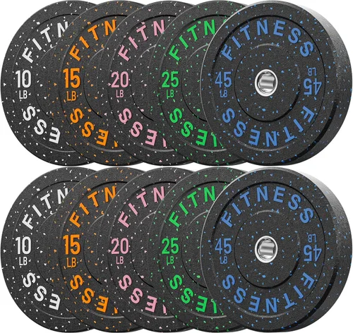 Miniatura 33 de Discos de peso olímpicos de 2 pulgadas y caucho para barras, discos para gimnasio en casa, entrenamiento de fuerza y levantamiento de pesas, 10 a