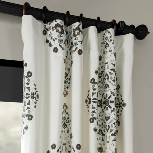 Miniatura 5 de HPD Half Price Drapes Cortinas florales de algodón de lujo con estampado de 84 pulgadas de largo (1 panel), modernas cortinas de oscurecimiento