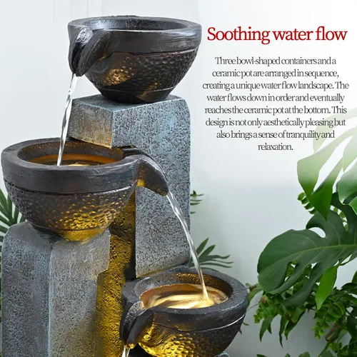 Miniatura 5 de Fuente de agua para jardín, 40 pulgadas, fuente de agua para uso al aire libre en patio, jardín, patio trasero y decoración del hogar Gris1