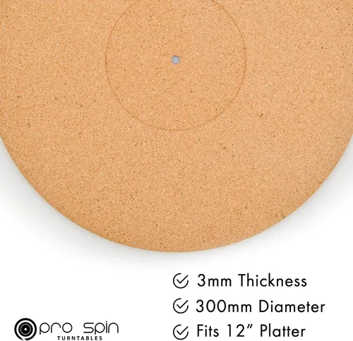 Miniatura 2 de PRO SPIN - Tapete giratorio de corcho para tocadiscos de vinilo LP (0.118 pulgadas) Tapete para tocadiscos con soporte de sonido acústico de alta