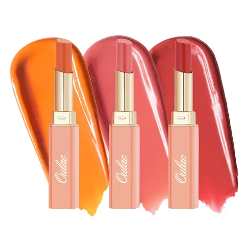 Miniatura 30 de Oulac Lápiz Labial Rosa Hidratante con Brillo - Lápiz Labial Hidratante Bálsamo Labial Tintado Brillante, Acabado Brillante Transparente Jugoso