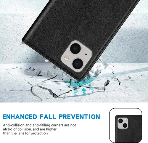 Miniatura 7 de ZZXX Funda tipo cartera para iPhone 13 con bloqueo RFID, soporte de ranura para tarjetas, funda protectora de cuero magnético fuerte plegable