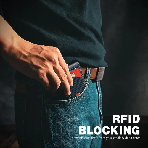 Miniatura 62 de Zitahli - Billeteras delgadas RFID para hombres, billetera de cuero flexible con clip de dinero, cartera minimalista con bolsillo frontal