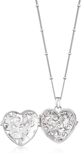 Miniatura 3 de Ross-Simons Collar con medallón de corazón de plata de ley con detalles de diamante, Diamante, diamante