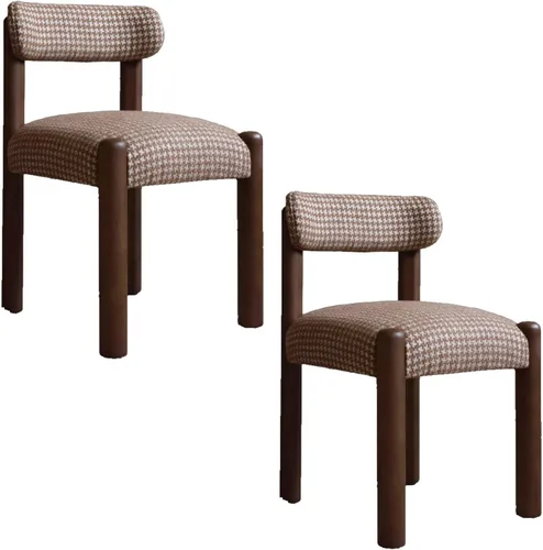 Miniatura 12 de Silla de cocina tapizada de lino, sillas de comedor retro con patas de madera, silla de asientos acolchados para comedor, dormitorio, sala de estar
