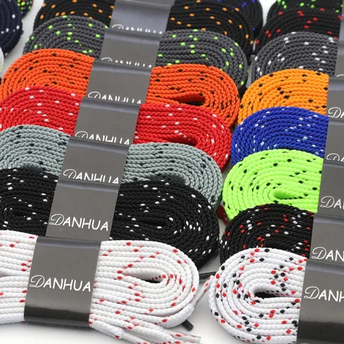 Miniatura 9 de DANHUA - Cordones de zapato plano multicolor con punto de sarga grueso y encaje, 2 pares