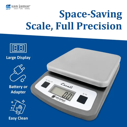 Miniatura 6 de San Jamar SCDG2LP Báscula digital de bajo perfil para alimentos/cocina, capacidad de 2 libras
