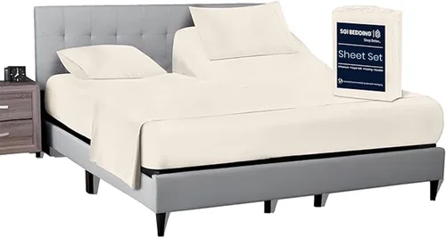 Miniatura 27 de SGI bedding Sábana Queen de 28" con Parte Superior Dividida Flex Head, 100% Algodón Egipcio, Cuenta de Hilos 1000, Sábana Superior Flex para Cama