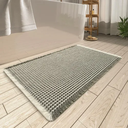 Miniatura 22 de AMOAMI Tapete de baño mejorado con diseño de gofre, súper absorbente, antideslizante, para suelo de baño, lavable a máquina, con borlas, tapetes