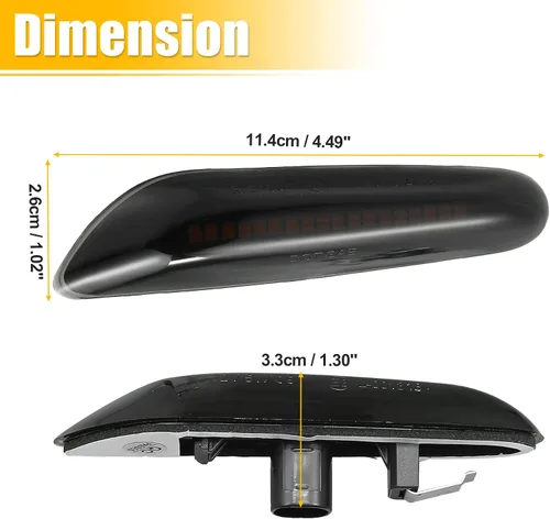 Miniatura 3 de X AUTOHAUX Señales de giro laterales LED completas para BMW 1 3 5 Serie E36 E46 E60 E87 E90 E92 X1 X3 63133418447 63133418448 Ensamblajes de luz