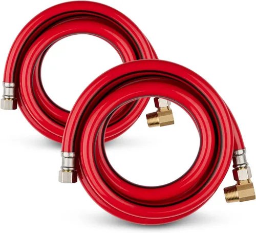 Miniatura 12 de Paquete de 1 manguera Foskan de acero inoxidable para lavavajillas de 4 pies con compilación de 3/8 pulgadas x 3/8 pulgadas MIP 90° codo, conector