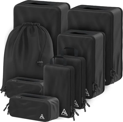 Cubos de embalaje de compresión de lujo de 8 piezas para viajes, maximiza el espacio en el equipaje con diseño HybridMax de doble capacidad, bolsas